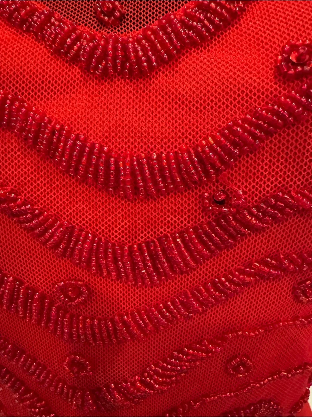Red‎ hand Beaded Halter Sheer Camisole